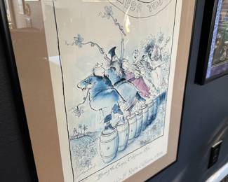 Framed & Matted Print "Blessing the Grapes, California Style" by Ronald Searle