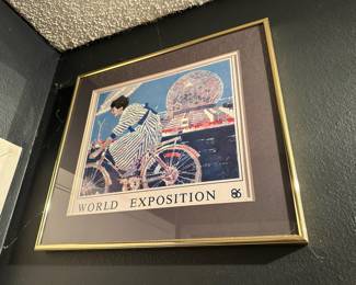 Framed & Matted 1986 Print "World Exposition" by Robert Glenn