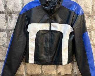 New Look Blue, White & Blue Motorcycle Style Jacket – Size Small
