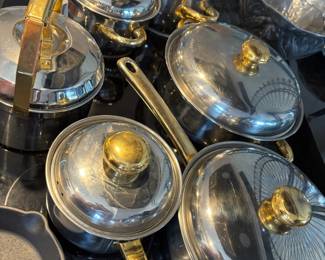 Belgique Stainless & Brass Tone Pots & Pans