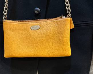 Coach Quinn Yellow Pebbled Leather Crossbody Bag