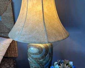 Green & Copper Tone Abstract Design Table Lamp