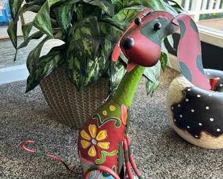 Multicolor Metal Dog Outdoor Yard Art