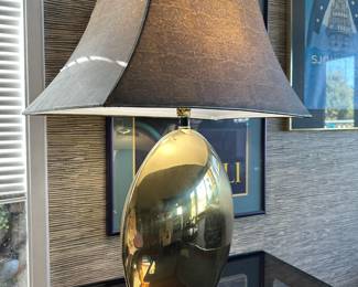 Brass Tone Egg-Shaped Table Lamp 