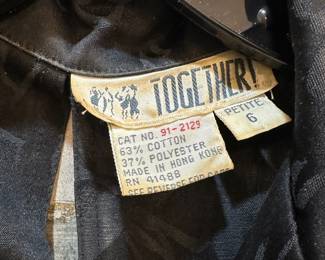 Circa 1980s Together! Black Jumpsuit with Floral Design – Size Petite 6