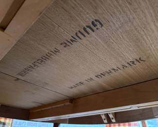 Mid Century Danish Teak Dining Table with 4 Plaid Upholstered Dining Chairs