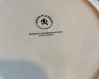 Royal Norfolk Blue Swirl Dinner Plates, Royal Norfolk Red Swirl Dinner Plates