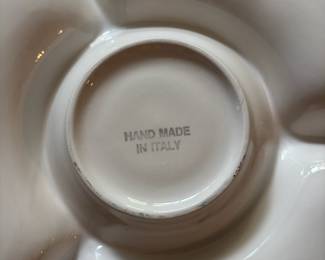 Hand Painted Italian Ceramic Divided Appetizer Plate with Fruit Design