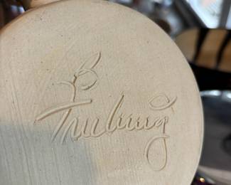 Grey & Cream Glazed Studio Pottery Soup Mugs – Signed by B. Truburg