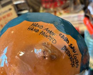 Hand Painted Mexican Folk Art Pottery Bowl with Peppers Design
