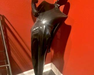 Black Art Deco Style Waiter Sculpture/Platter Holder 