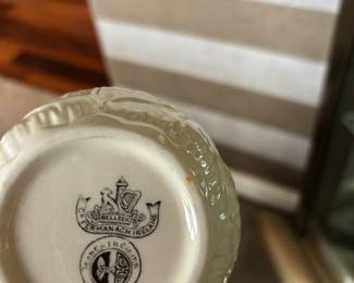 Belleek Irish Porcelain Lily Creamer Pitcher & Sugar Bowl, Belleek Irish Porcelain Shamrock Teacup & Saucer, Salt Cellar
