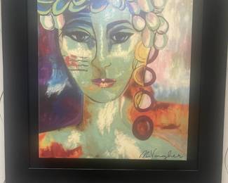 Framed Modern Expressionist Woman Portrait Print by M. Vauger