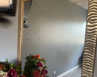 Gold Tone Scalloped Edge Square Wall Mirror