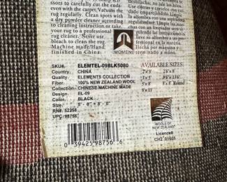 Momeni 100% New Zealand Wool Black Geometric Rug – 5' x 8'