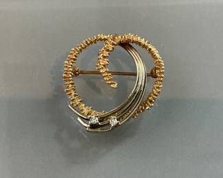 14K and Diamond Brooch