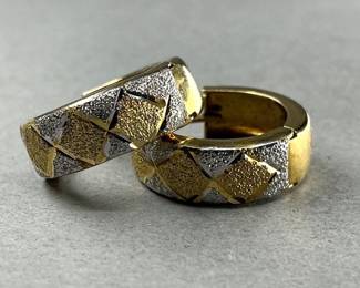 RC 14K Two Tone Hoop Earrings