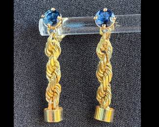 14K Blue Sapphire Earrings
