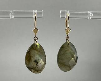 14k and Green Labradorite Teardrop Earrings