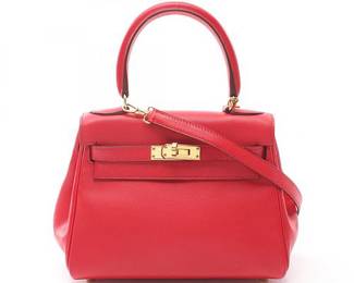 Hermes Mini Kelly Crossbody Bag in Red Leather