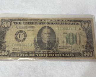 Lot 629 1934 Five Hundred Dollar Bill