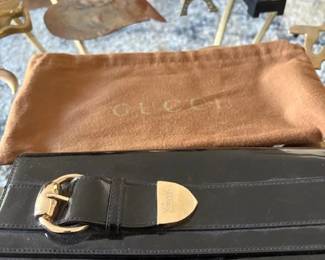 GUCCI Romy Buckle Clutch Bag W/ Black Patent Leather with original GUCCI cover