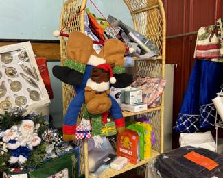 Vintage wicker armoire (Christmas stuff galore!)