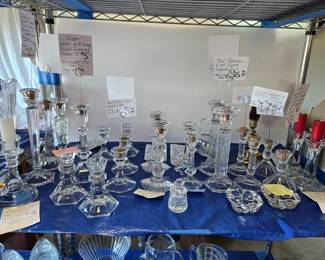 A lot of crystal candlesticks