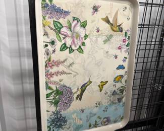 Decorative Floral and Bird Motif Serving Tray - $25