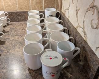Tons of white coffee cups, mugs. Oneida 