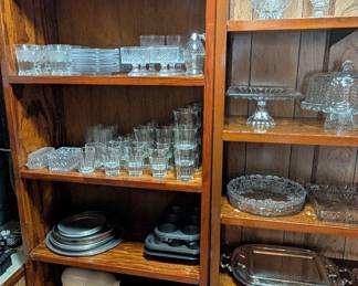 Loads of crystal dishes, vintage white Kitchen-aid with attachments and meat grinders