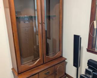 Wooden glass-front gun cabinet, excellent condition