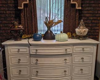 Beautiful light wooden dresser & fall decor