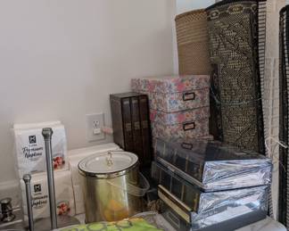 photo albums new in plastic, microfiber cloths, ice bucket, memory boxes