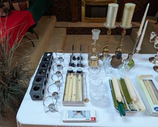 Vintage blue and white enameled Turkish coffee pots  