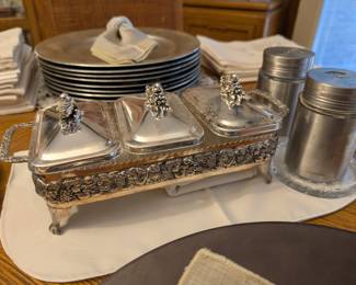 Silver plated 3 compartment condiment or relish caddy