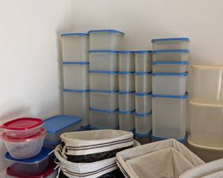 plastic storage containers and baskets