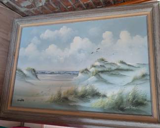 Gorgeous beachy dunes painting seagulls 