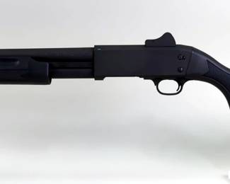 Sun City Machinery Co/ Savage Arms Stevens Model 350 12 ga Pump Action Shotgun SN# 135995T, For 2 3/4" And 3" Shells, Fiber Optic Front Sight, 18.5" Bbl, Cabela's Cartridge Holder On Stock