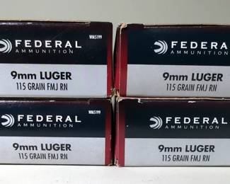 Federal 9mm Luger Ammo, Approx 200 Rds