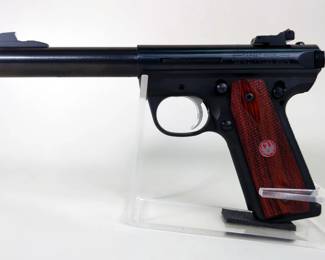 Ruger Target Model 22/45 MK III .22 LR Pistol SN# 271-43028, 2 Total Mags, Wood Grips, Target Sights, Paperwork, In Hard Case