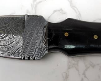 Custom Damascus Dagger, 3" Blade, In Tooled Leather Sheath