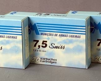 7.5x55mm Swiss Ammo, Approx 60 Rds
