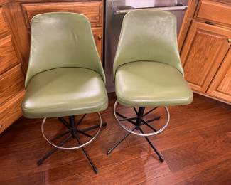 Vintage green barstools 