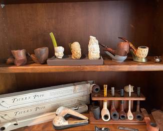 Walnut / Meerschaum pipe collection. 