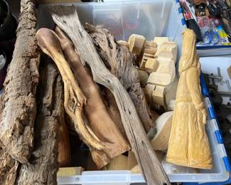 Box full of cypress, driftwood, carving wood and more. 