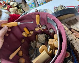 Woodworker tool bucket, full of hand carving tools. All great quality! Sold as lot. 