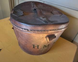Antique leather hat box