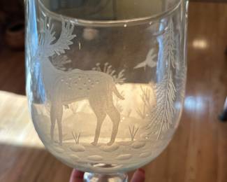 Very nice etched wildlife vase/candle holder 2 available