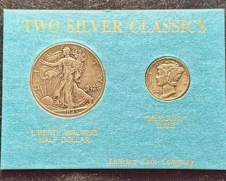 Two Silver Classics  from Littleton Coin Company - Liberty Walking Half Dollar and Mercury Dime